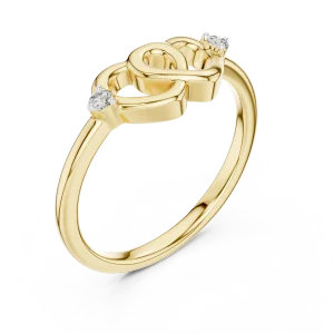 Infinite Silhouette Round Brilliant Interlocking Heart Ring