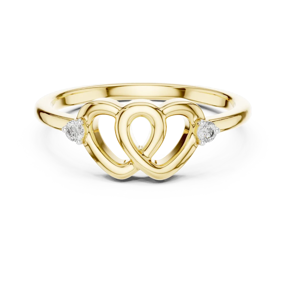 Infinite Silhouette Round Brilliant Interlocking Heart Ring - Image 2
