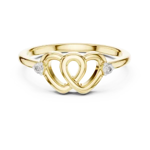 Infinite Silhouette Round Brilliant Interlocking Heart Ring - Image 2