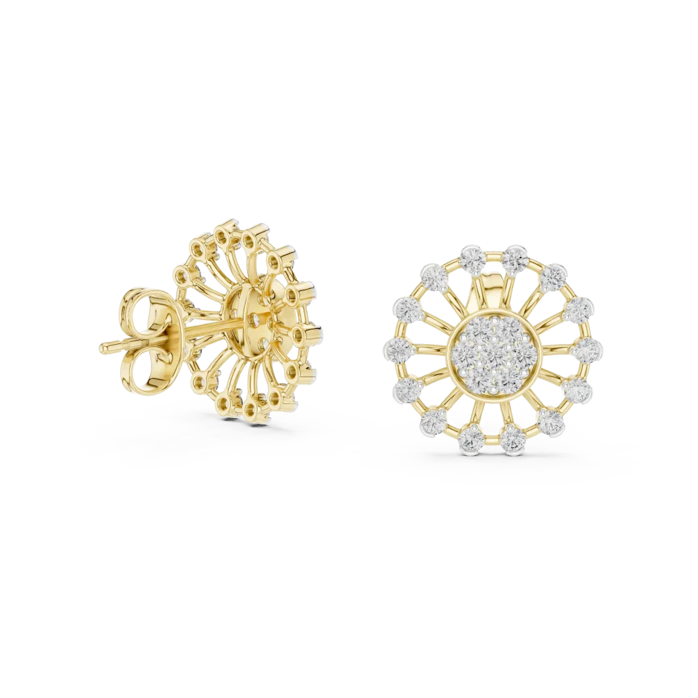 Luminary Round Brilliant Pavé-Set Geometric Stud Earrings - Image 3