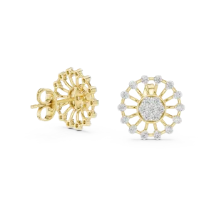 Luminary Round Brilliant Pavé-Set Geometric Stud Earrings - Image 3