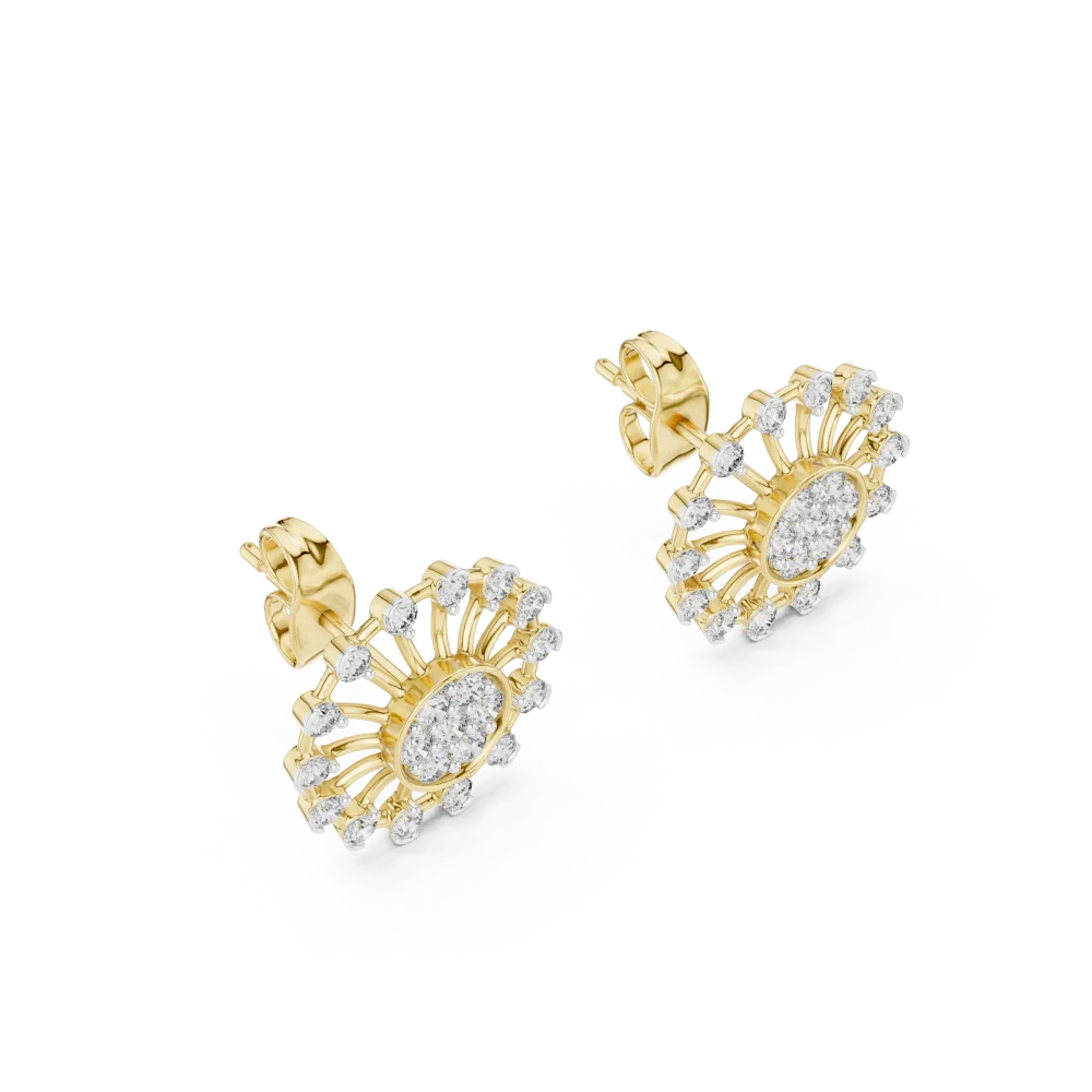 Experience unparalleled brilliance with these geometric lab-grown DIAMEUR diamond stud earrings. A modern classic for any occasion. Shop the luxury.