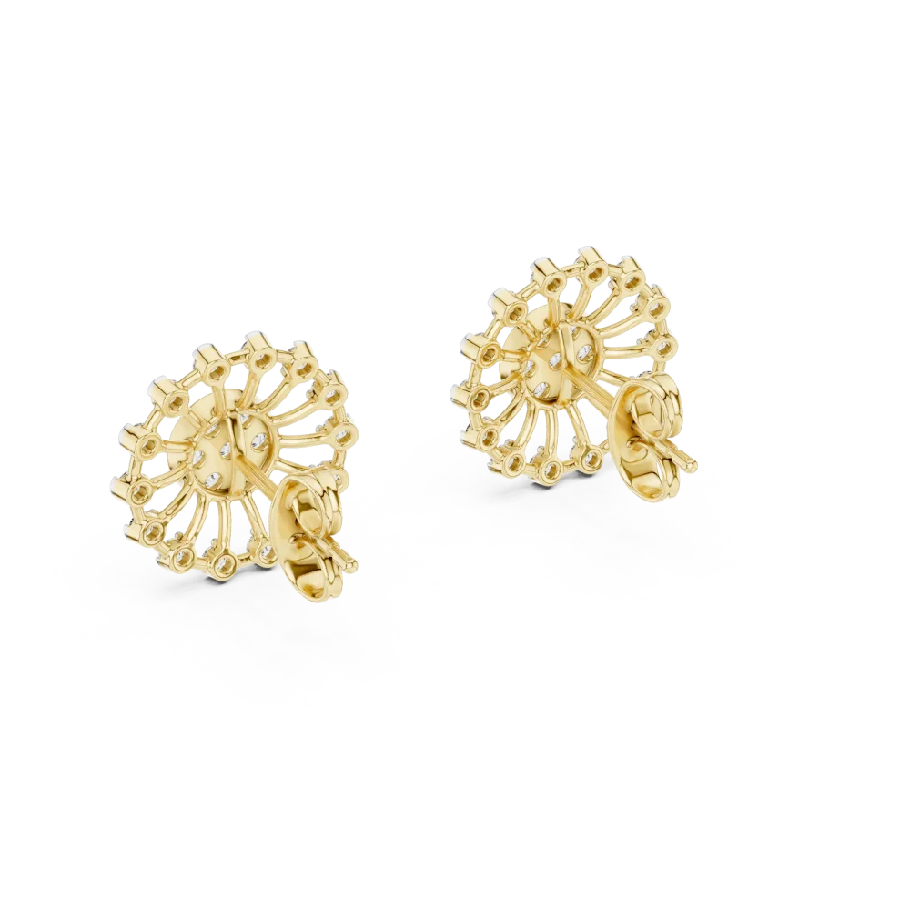 Luminary Round Brilliant Pavé-Set Geometric Stud Earrings - Image 4