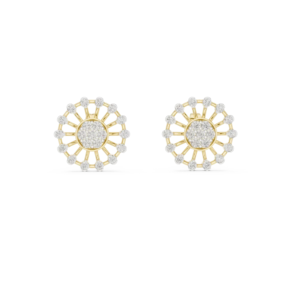 Luminary Round Brilliant Pavé-Set Geometric Stud Earrings - Image 2