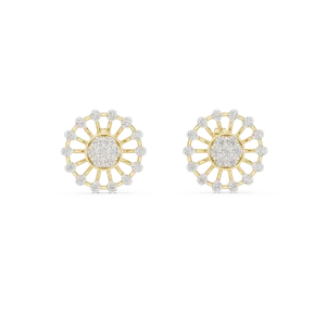 Luminary Round Brilliant Pavé-Set Geometric Stud Earrings - Image 2
