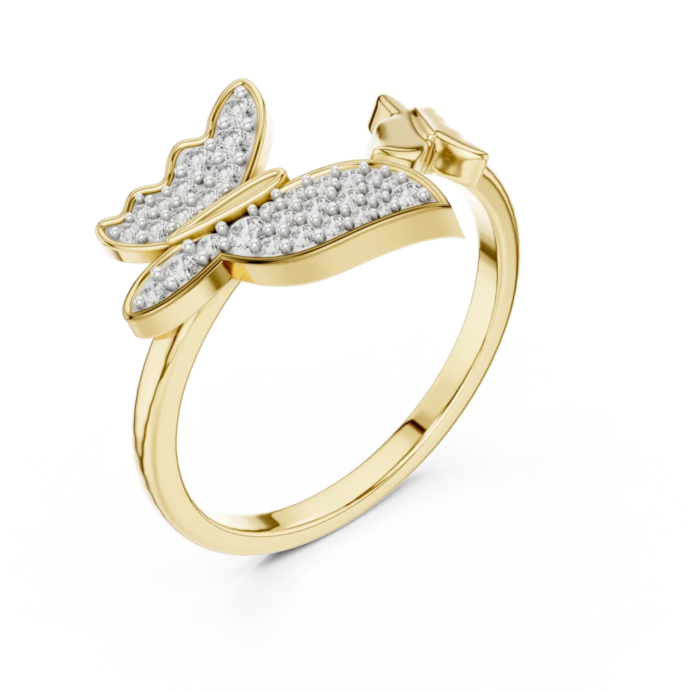 Celebrate grace with this butterfly-inspired pavé-set ring. Featuring high-brilliance DIAMEUR diamonds, it is the ultimate piece for modern luxury.