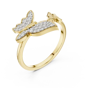 Ethereal Butterfly Pavé-Set Round Cut Statement Ring