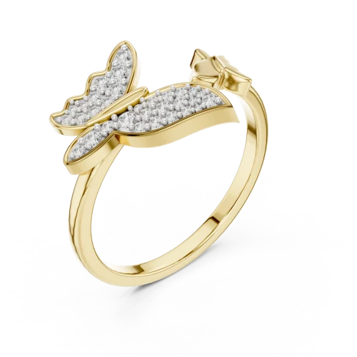 Ethereal Butterfly Pavé-Set Round Cut Statement Ring