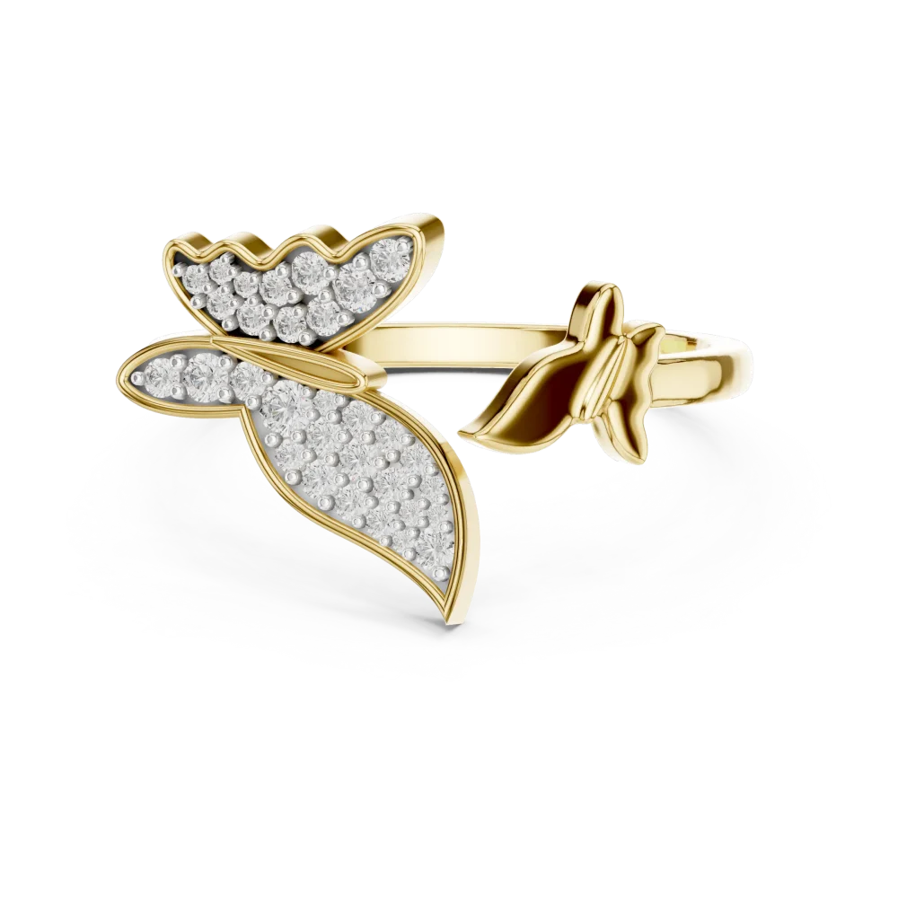 Ethereal Butterfly Pavé-Set Round Cut Statement Ring - Image 2
