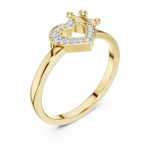 Radiant Heart and Crown Pavé-Set Diamond Ring