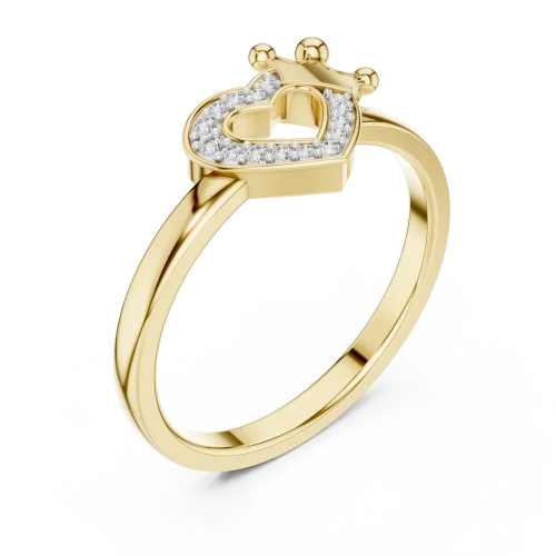 Radiant Heart and Crown Pavé-Set Diamond Ring
