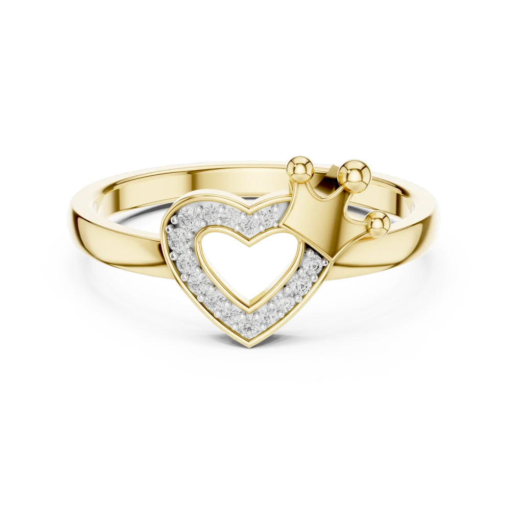 Radiant Heart and Crown Pavé-Set Diamond Ring - Image 2