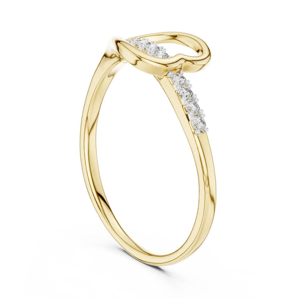Fluid Silhouette Round Brilliant Pavé-Set Minimalist Ring - Image 3