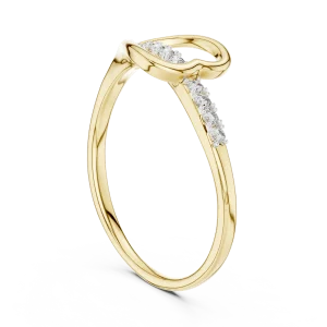 Fluid Silhouette Round Brilliant Pavé-Set Minimalist Ring - Image 3