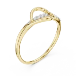 Fluid Silhouette Round Brilliant Pavé-Set Minimalist Ring