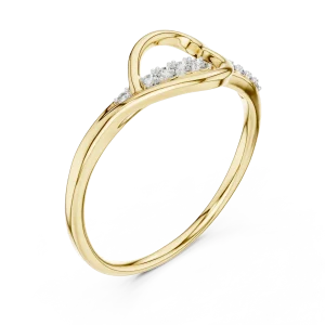 Fluid Silhouette Round Brilliant Pavé-Set Minimalist Ring