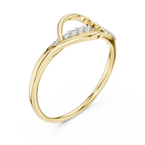 Fluid Silhouette Round Brilliant Pavé-Set Minimalist Ring