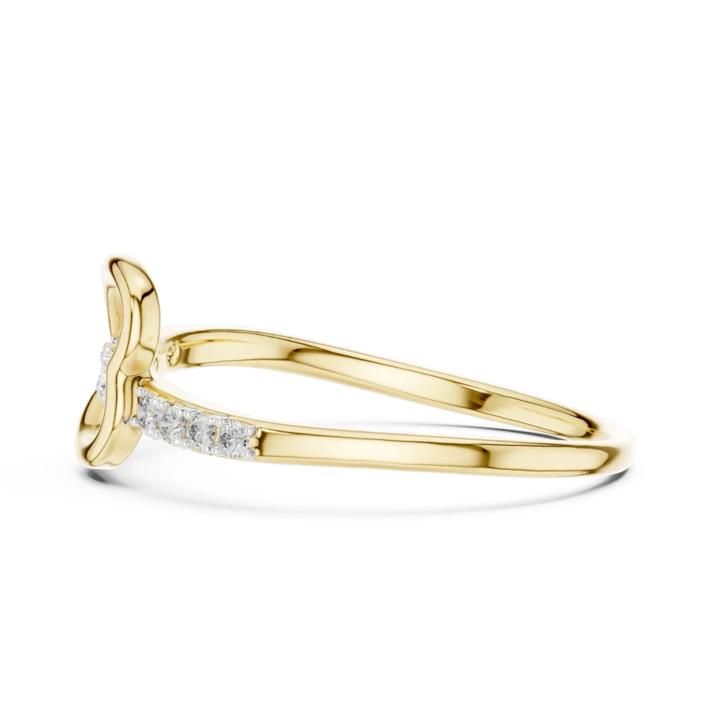 Fluid Silhouette Round Brilliant Pavé-Set Minimalist Ring - Image 4