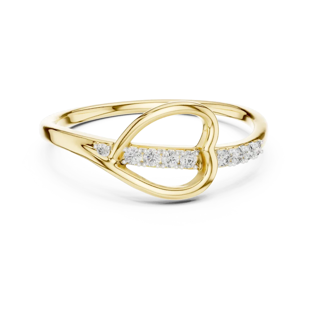 Fluid Silhouette Round Brilliant Pavé-Set Minimalist Ring - Image 2