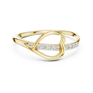 Fluid Silhouette Round Brilliant Pavé-Set Minimalist Ring - Image 2