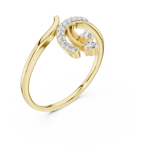 Fluidity Round Brilliant Pavé-Set Contemporary Ring