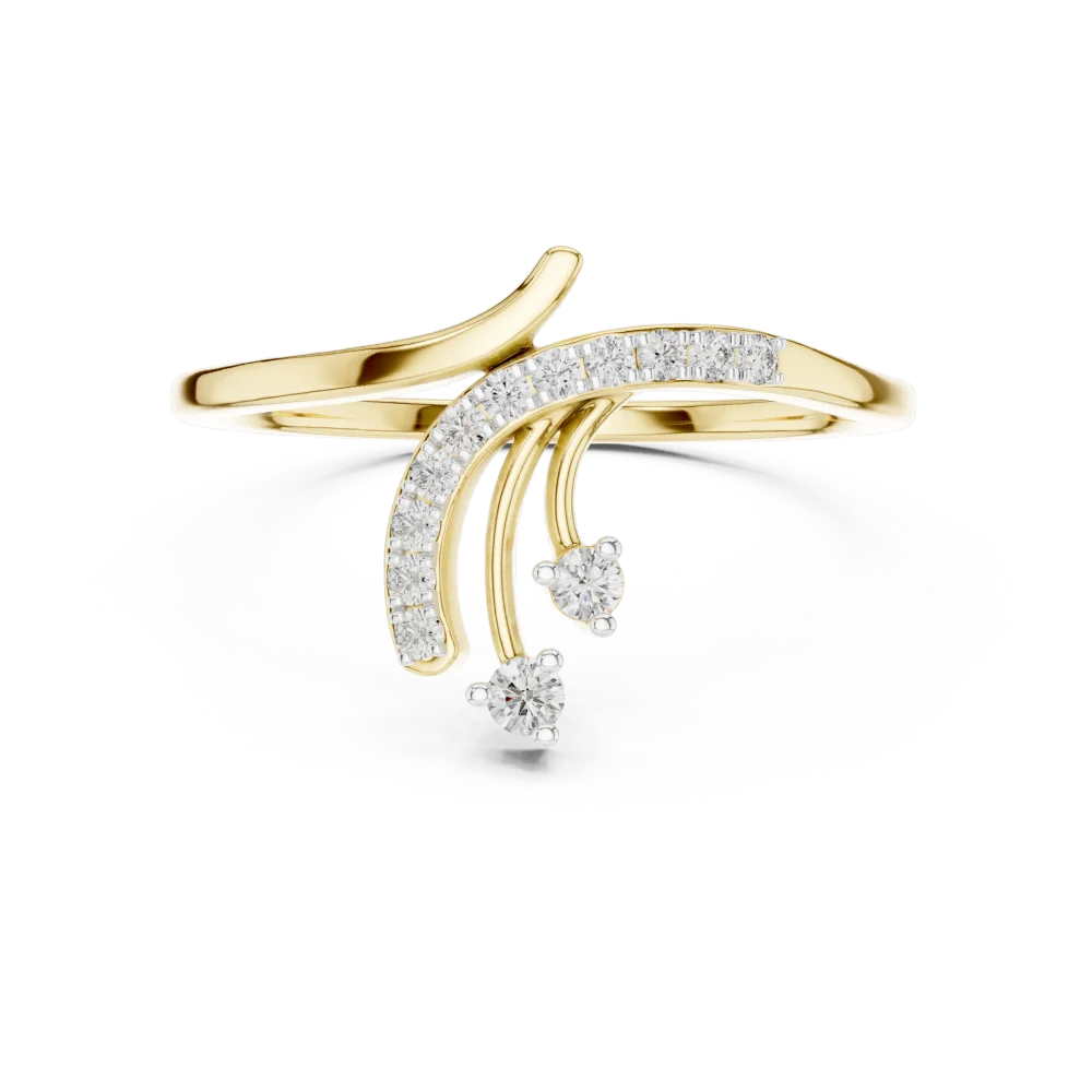 Fluidity Round Brilliant Pavé-Set Contemporary Ring - Image 2