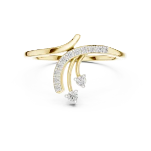 Fluidity Round Brilliant Pavé-Set Contemporary Ring - Image 2