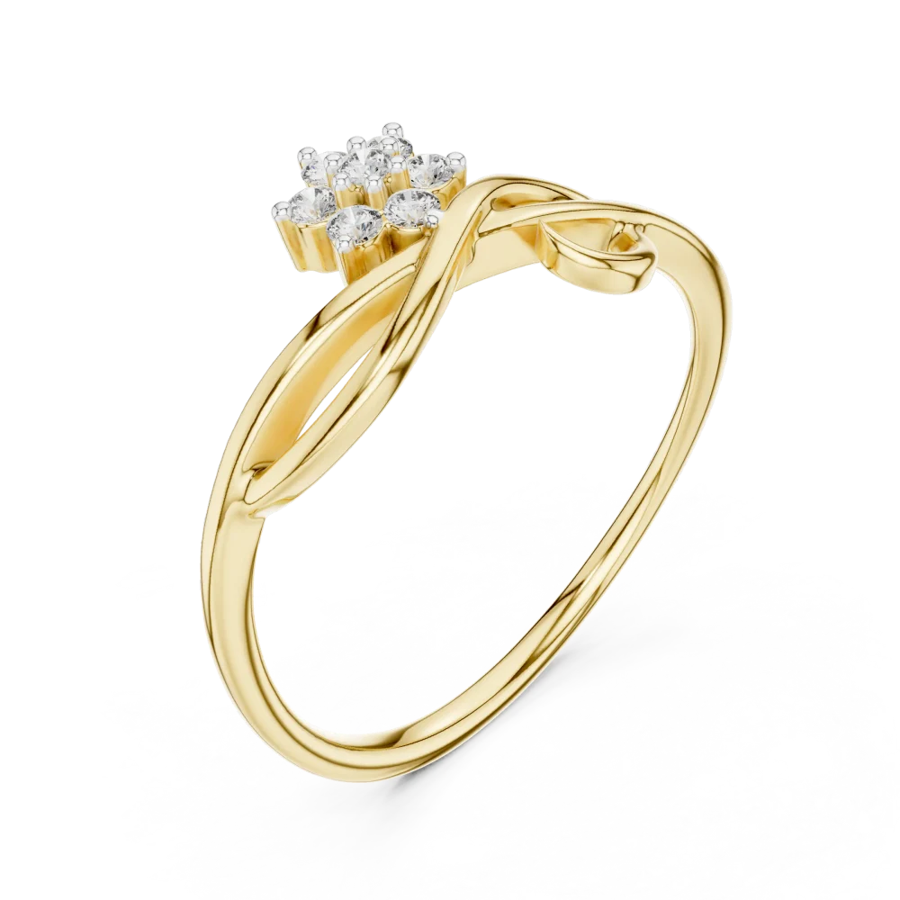 Embrace the allure of this floral cluster ring, featuring brilliant-cut DIAMEUR diamonds in a fluid, modern band. Experience sustainable luxury.