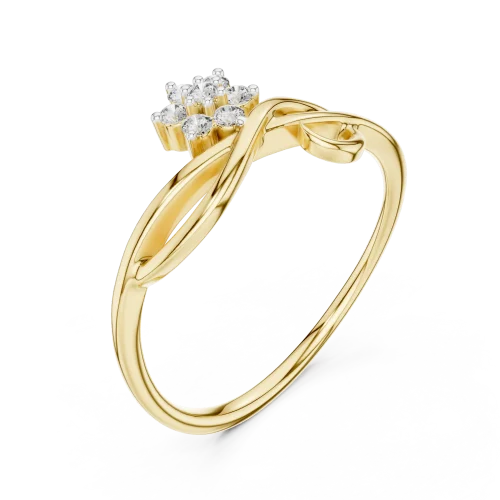 Ethereal Round Brilliant Floral Motif Cluster Ring