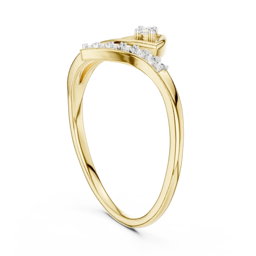Fluid Silhouette Round Cut Pavé-Set Minimalist Ring - Image 3