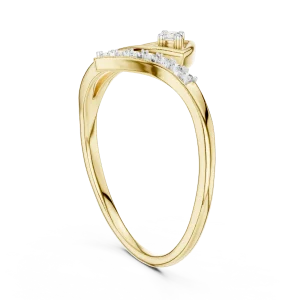 Fluid Silhouette Round Cut Pavé-Set Minimalist Ring - Image 3