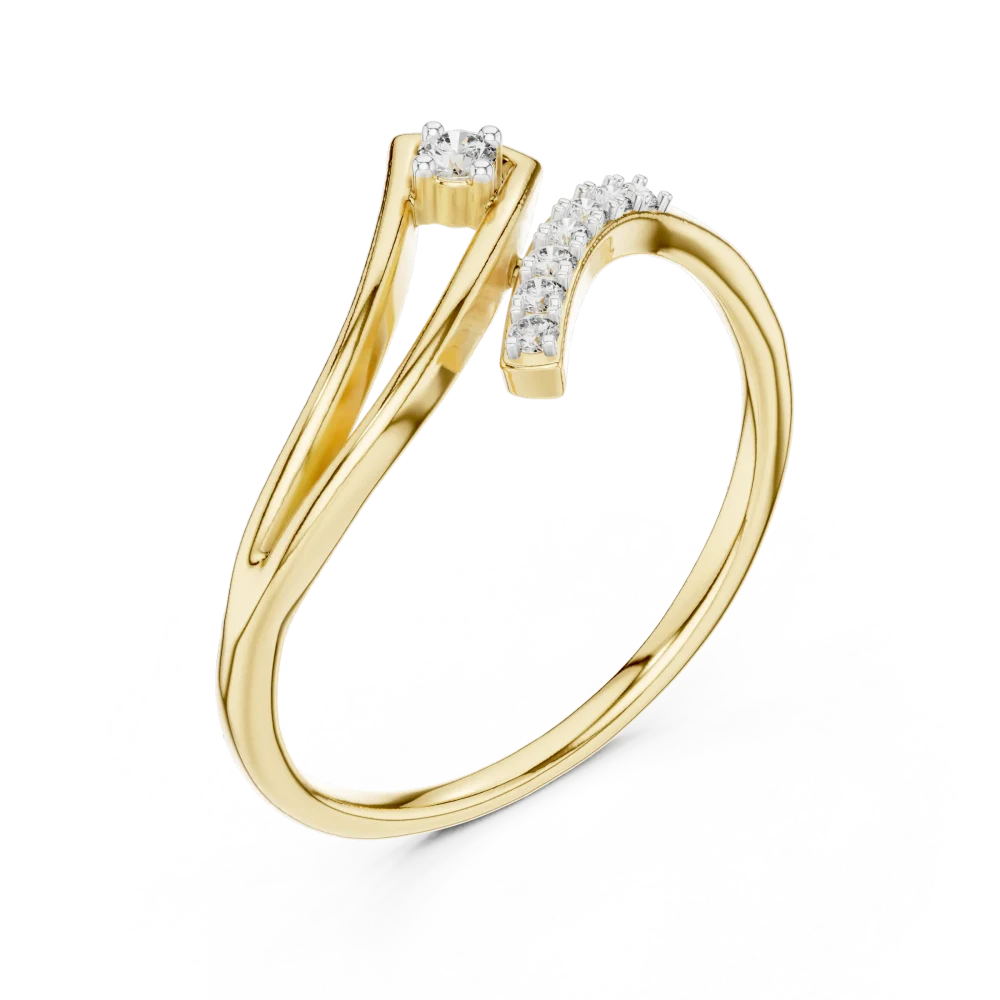 Discover the Fluid Silhouette Ring, featuring brilliant DIAMEUR diamonds in a modern bypass design. Elevate your style with sustainable luxury today.