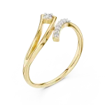 Fluid Silhouette Round Cut Pavé-Set Minimalist Ring