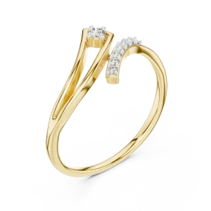 Fluid Silhouette Round Cut Pavé-Set Minimalist Ring