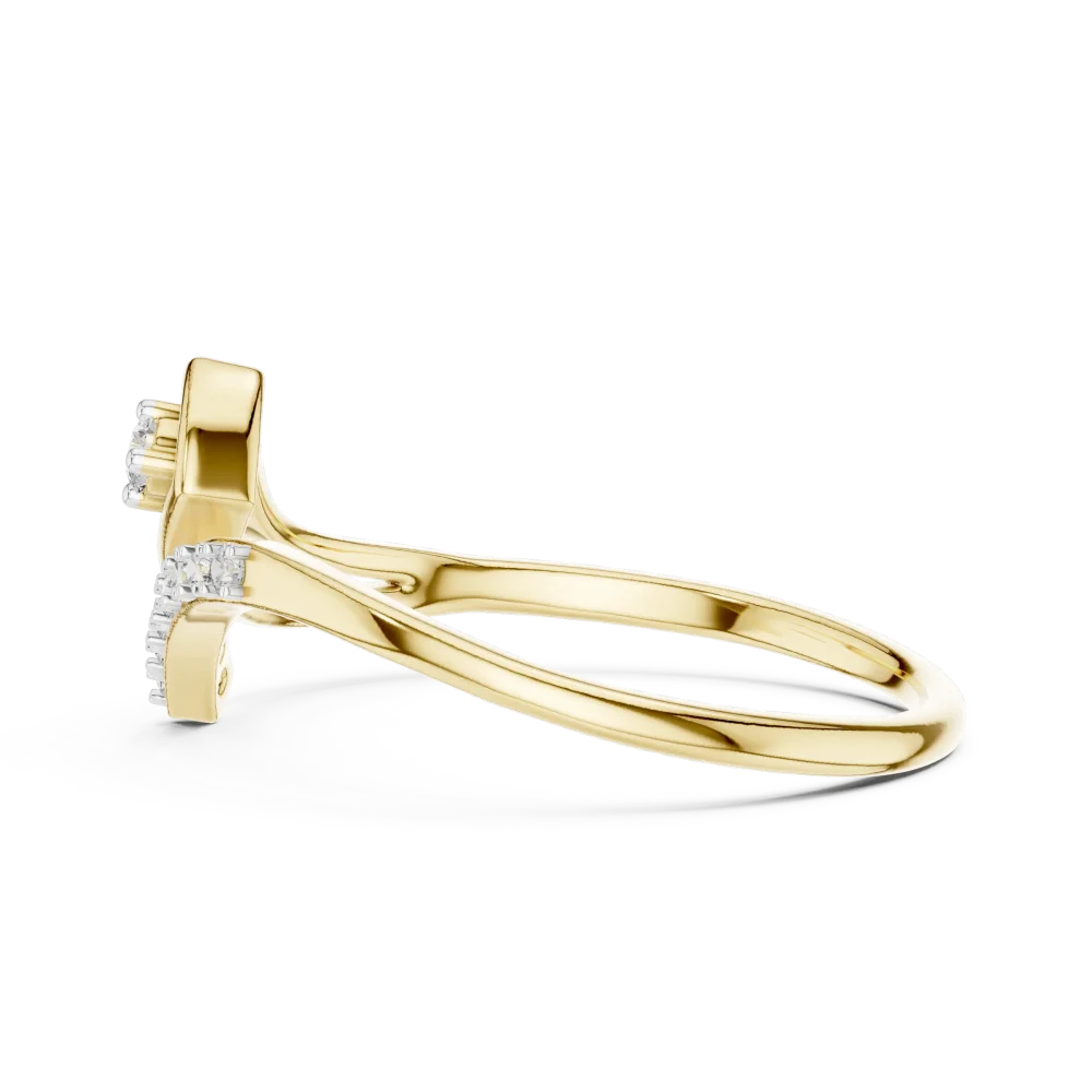 Fluid Silhouette Round Cut Pavé-Set Minimalist Ring - Image 4