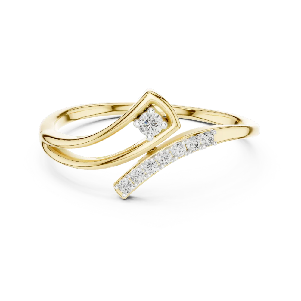 Fluid Silhouette Round Cut Pavé-Set Minimalist Ring - Image 2