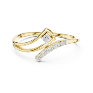 Fluid Silhouette Round Cut Pavé-Set Minimalist Ring - Image 2