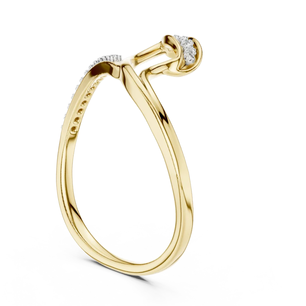 Fluid Silhouette Round Brilliant Pavé-Set Contemporary Ring - Image 3