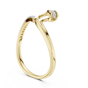 Fluid Silhouette Round Brilliant Pavé-Set Contemporary Ring - Image 3