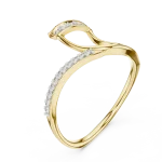 Fluid Silhouette Round Brilliant Pavé-Set Contemporary Ring