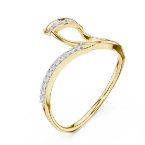 Fluid Silhouette Round Brilliant Pavé-Set Contemporary Ring