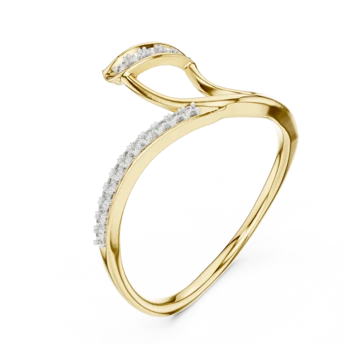 Fluid Silhouette Round Brilliant Pavé-Set Contemporary Ring