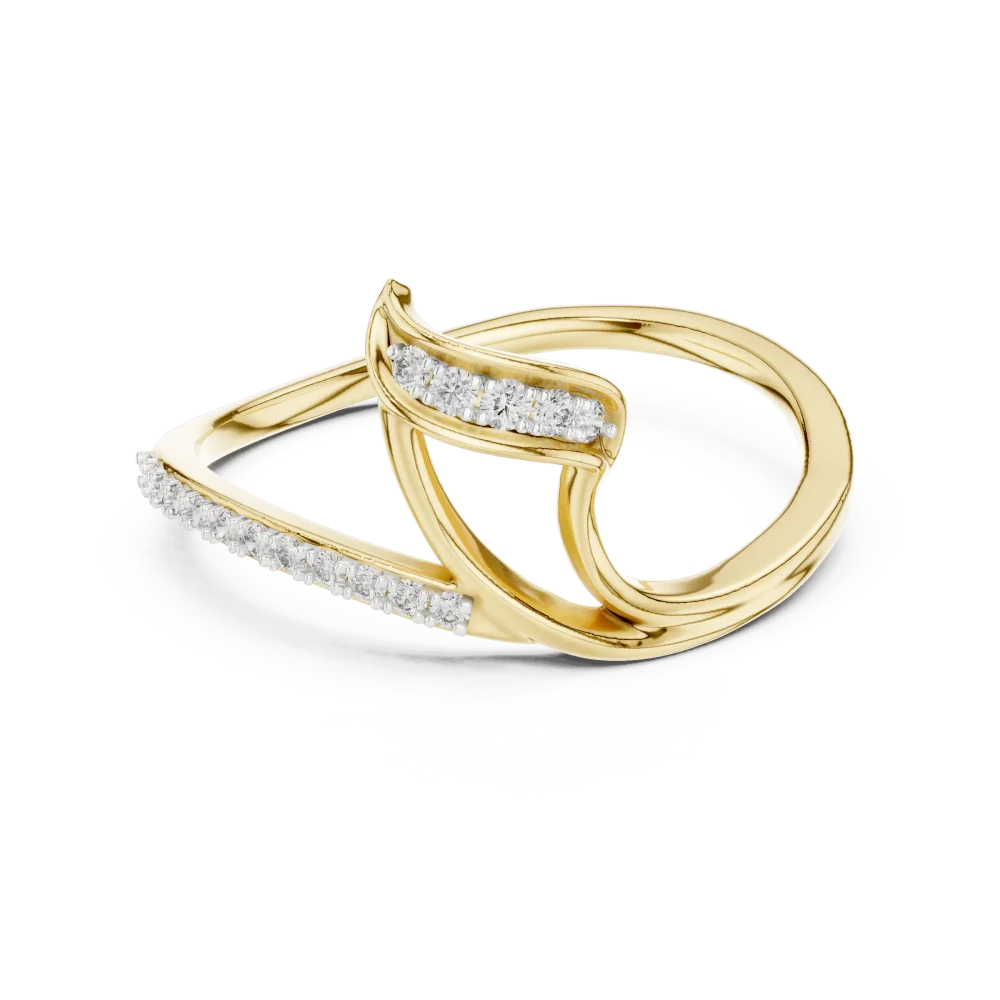 Fluid Silhouette Round Brilliant Pavé-Set Contemporary Ring - Image 2