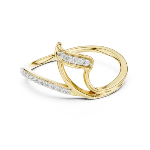 Fluid Silhouette Round Brilliant Pavé-Set Contemporary Ring - Image 2