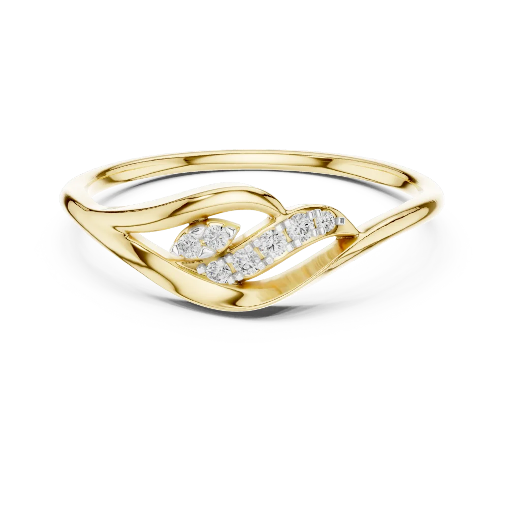 Fluidity Round Brilliant Pavé-Set Contemporary Statement Ring - Image 2