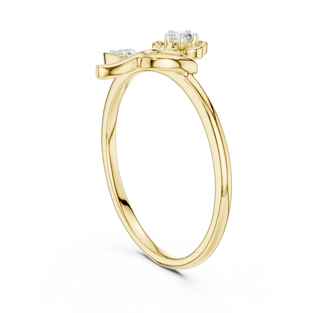 Essence Round Brilliant Floral Silhouette Ring - Image 3