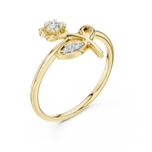 Essence Round Brilliant Floral Silhouette Ring