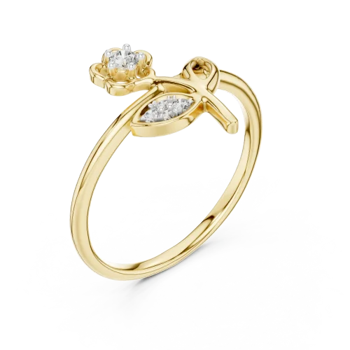 Essence Round Brilliant Floral Silhouette Ring