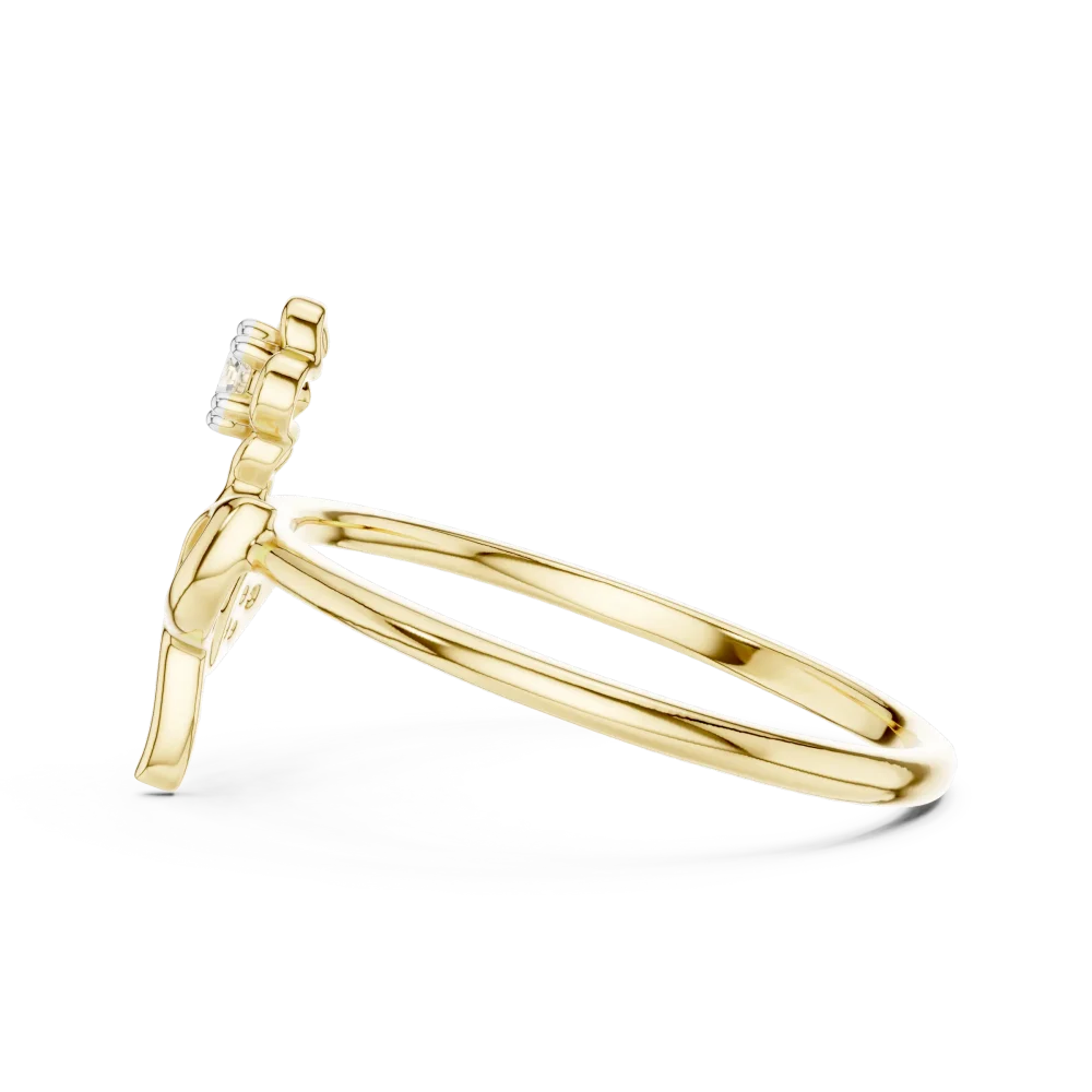 Essence Round Brilliant Floral Silhouette Ring - Image 4