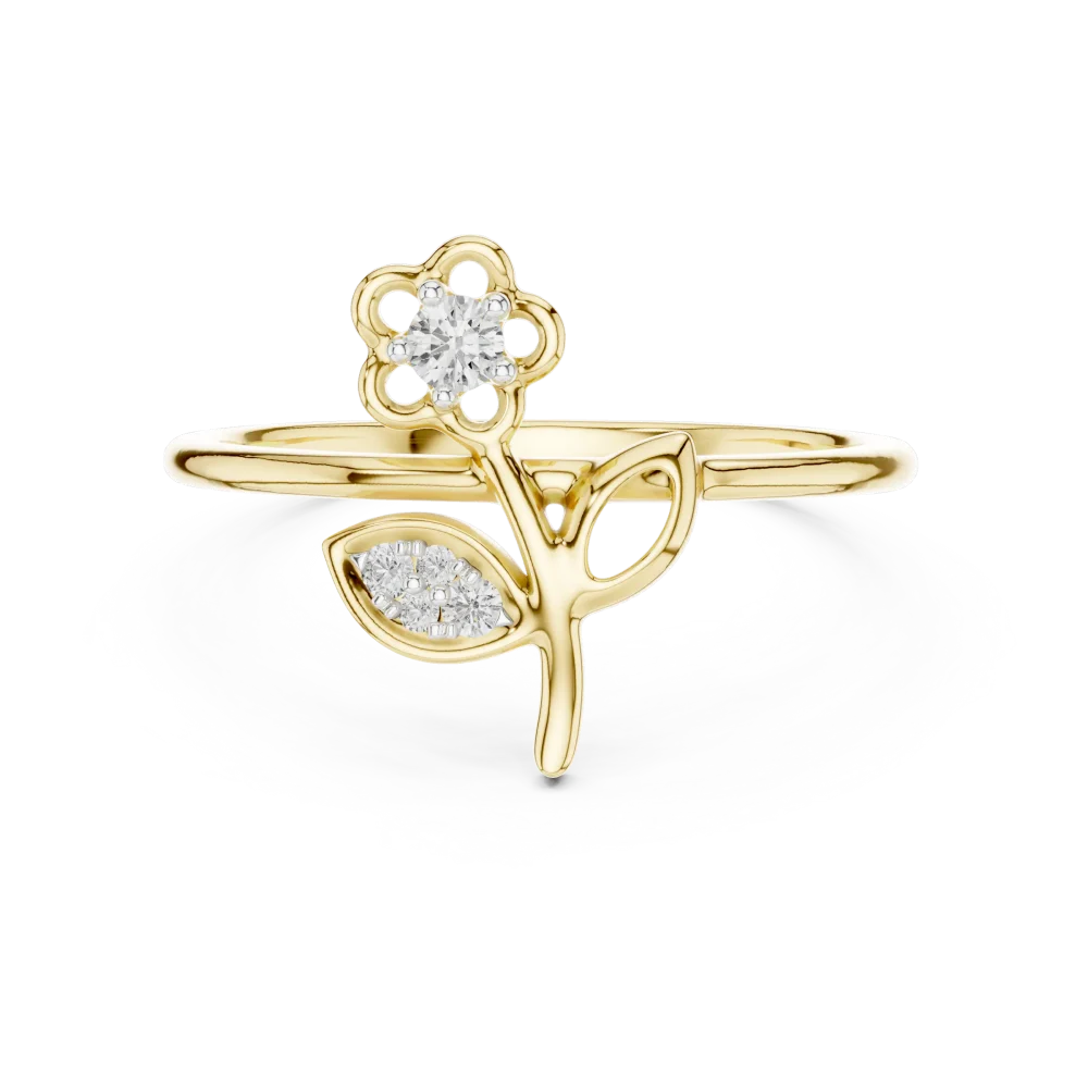 Essence Round Brilliant Floral Silhouette Ring - Image 2